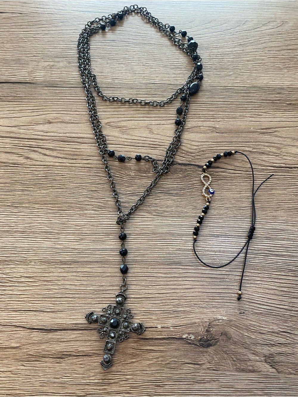 Layered Black Cross Pendant Necklace - Women Accessories